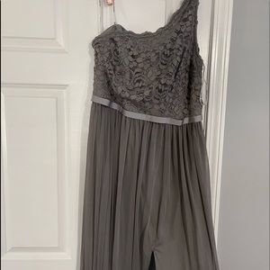 Grey One Shoulder Dress with Split.